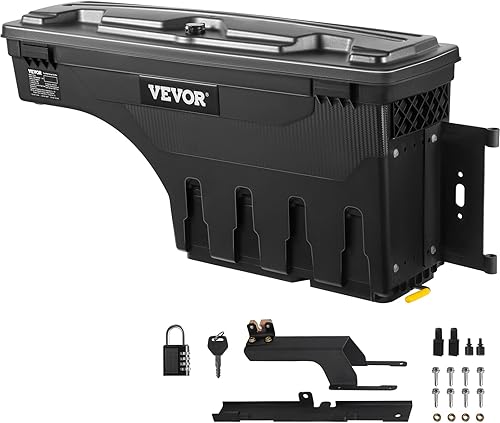 VEVOR Caja de almacenamiento para caja de camión, tapa con cerradura, caja de herramientas de ABS impermeable de 6.6 galones  20 L con candado de