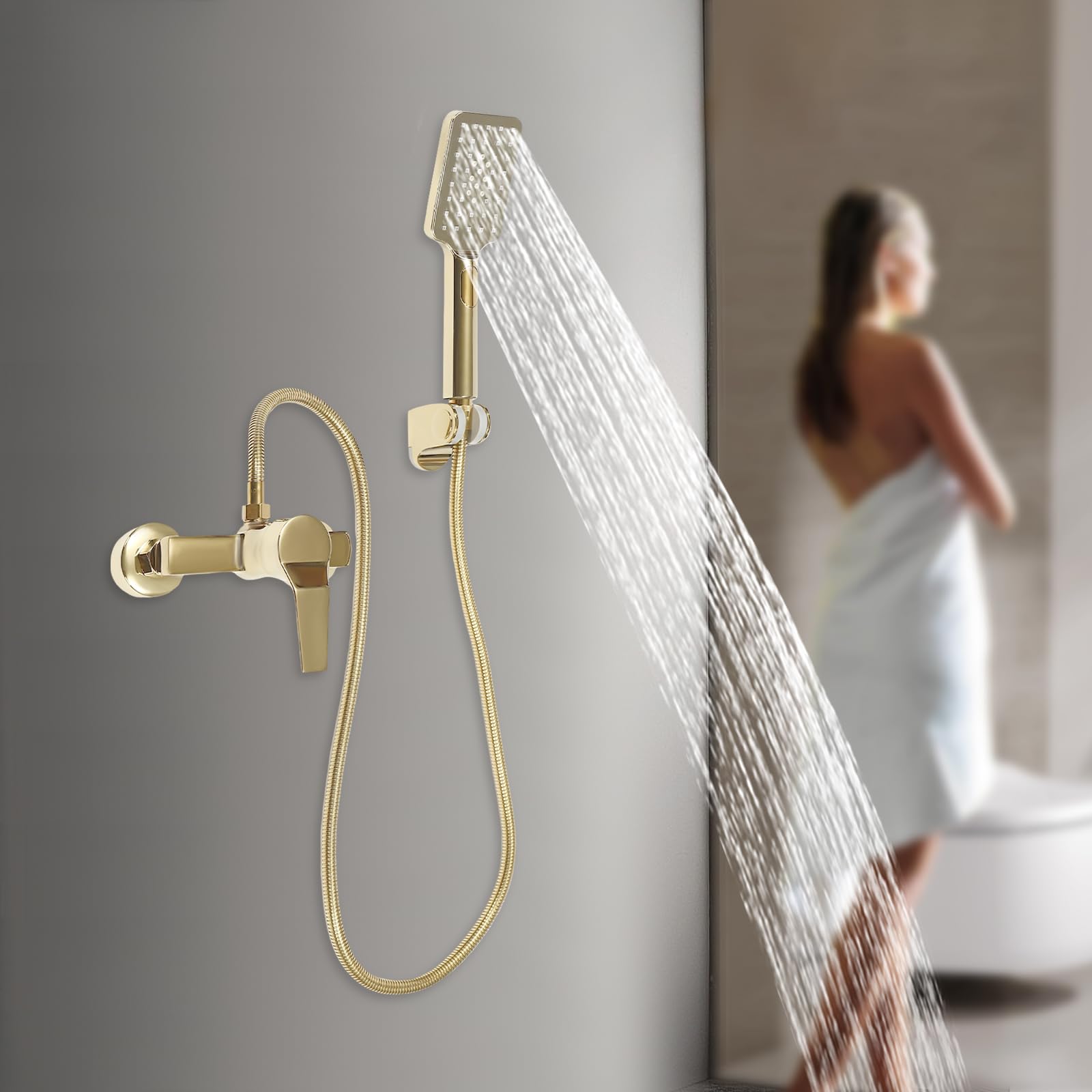 Colonne De Douche Avec Mélangeur Thermostatique Ensemble De Douche À Pluie Mural Douche À La Main Mode Chaud Et Froid Mode Double Sortie D'eau Convient Pour Salle De Bains Avec Douche Familiale Hôtel