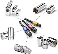 Vista 2 de Juego de extensión de adaptador de enchufe, 1/4, 3/8, vástago hexagonal de 1/2 pulgada, grado de impacto, convertidor de taladro eléctrico a zócalo