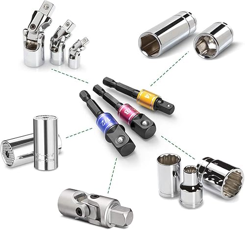 Miniatura 2 de CIGOTU Juego de adaptadores de enchufe de impacto, herramientas de regalo para hombres, adaptador de taladro, broca de conductor, accesorios