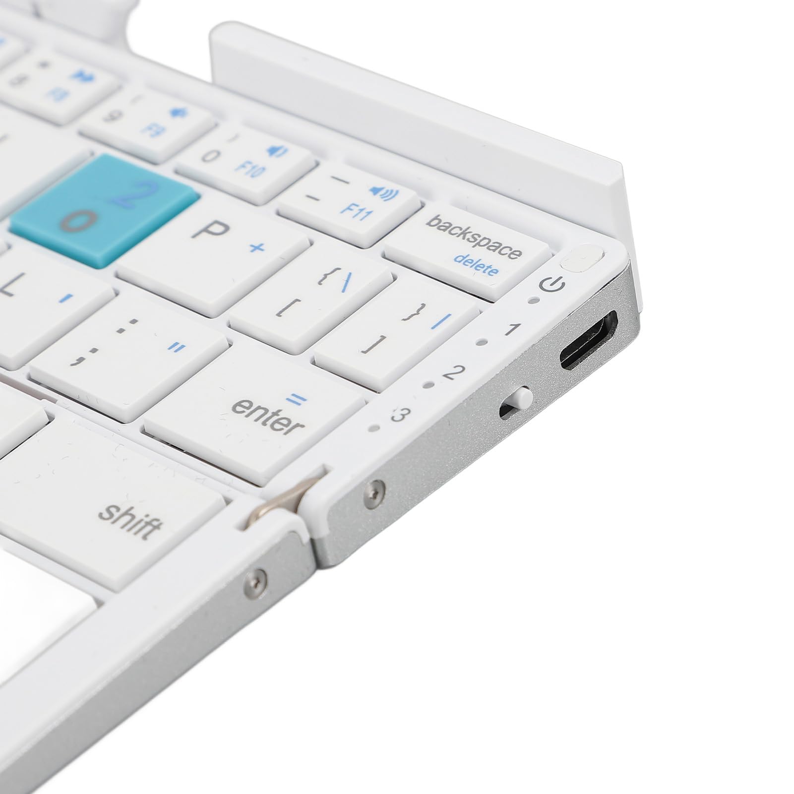 Ausla Tastiera Pieghevole Portatile, in Lega di Alluminio e ABS, Wireless Bluetooth, Ideale per Smartphone, Tablet e laptop. (Bianco argento)