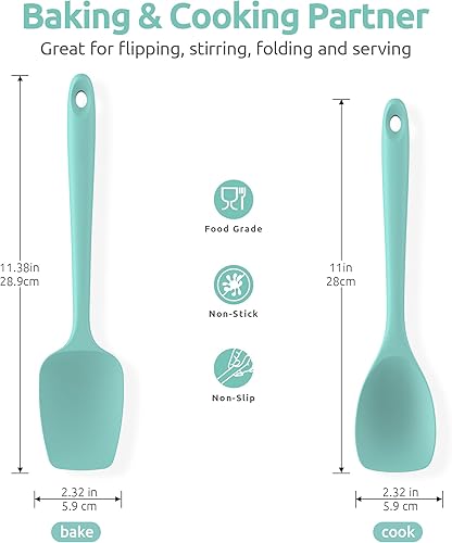 Miniatura 2 de Cucharas de silicona resistentes al calor de 600F espátula flexible para hornear y cuchara de cocina, utensilios de cocina suaves sin costuras para