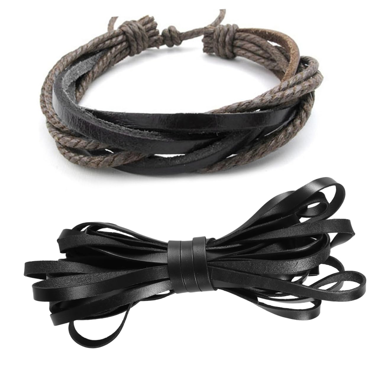 NUOBESTY 10m Genuine Flat Leather Cords Cowhide Ropes 2mm Thick for DIY Bracelet Necklace Beading Jewelry Making