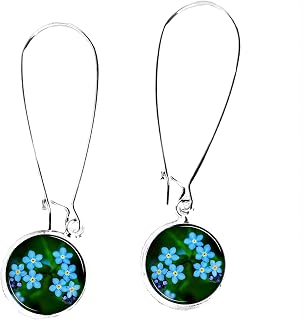 Forget Me Not Dangle Earrings Blue Delicate Floral Earrings Forget Me Not Jewelry Blue Flower Drop Earrings Gifts for HER