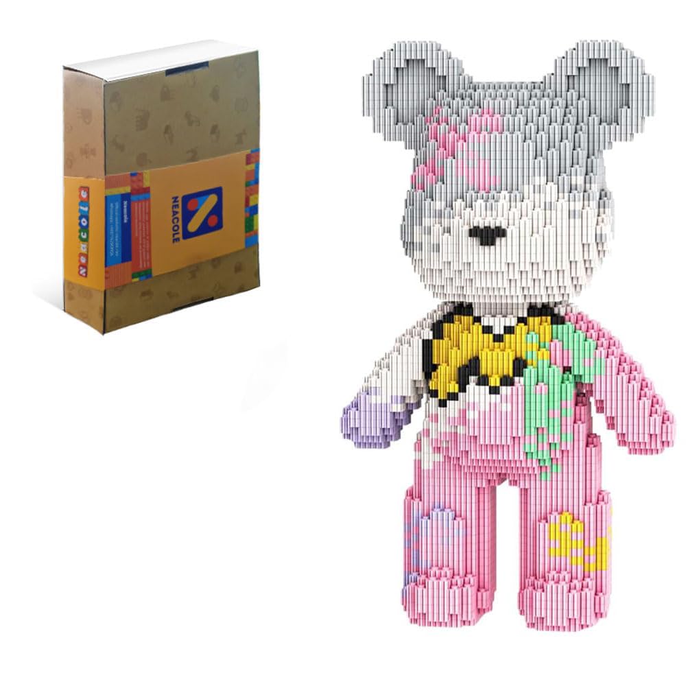 Neacole Building Blocks Set, 4500 Pieces, Medium Bear Design, Creative Construction Toy (Graffiti bear)