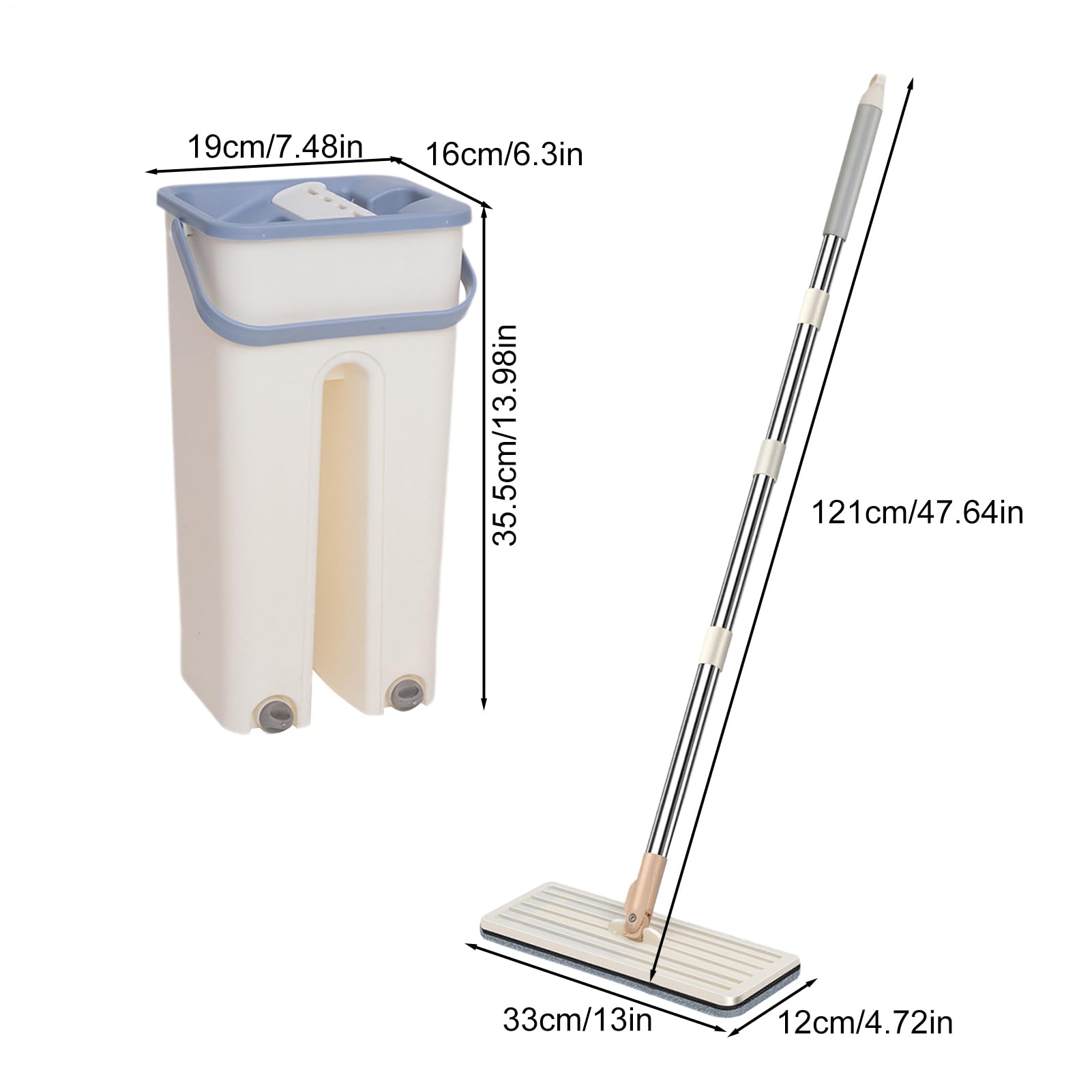 Mopa Plana Microfibra - Mopa Fregona con Cubo Escurridor - Trapeador para Limpiar Azulejos Y Paredes, Adecuado para Suelos De Madera, Vidrio, Suelos Compuestos Y Baldosas Cerámicas