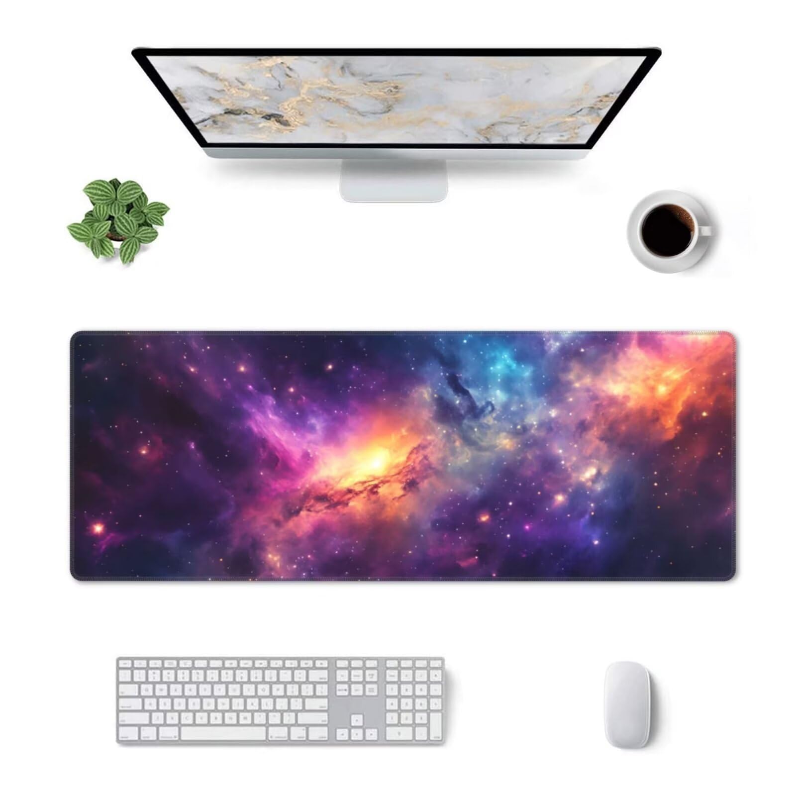 Tappetino Mouse, Tappetino Mouse Gaming Grande XXL 1500x800x3mm Tappetino Scrivania Mouse Pad, Base in Gomma Antiscivolo, Bordi Cuciti,Lavabile, Mousepad per Ufficio e Gaming (Dreamy Universe) R-512