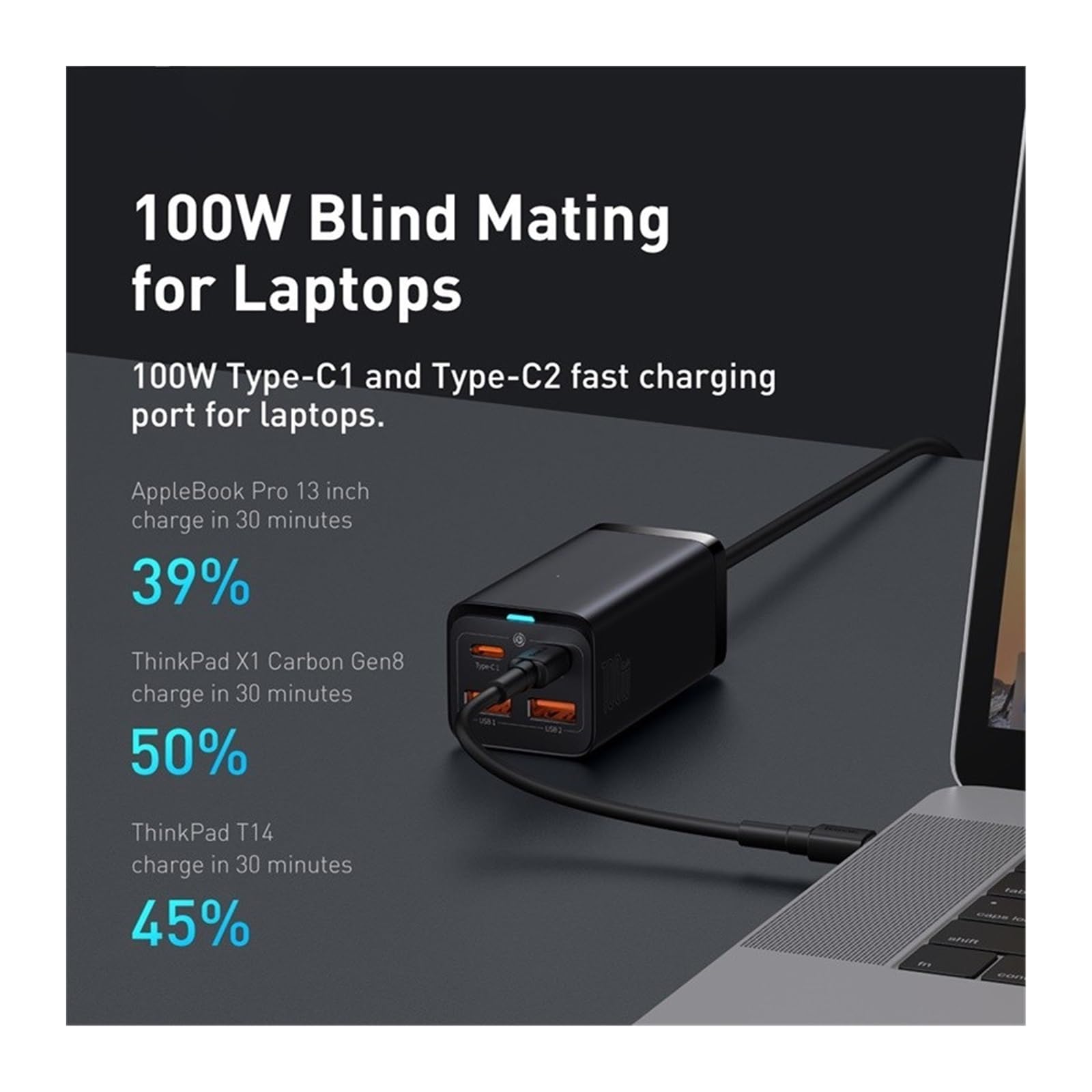 Ładowarka biurkowa 100/65 W Szybkie ładowanie QC 3.04.0 Ładowarka do telefonu USB C typu C(65W)