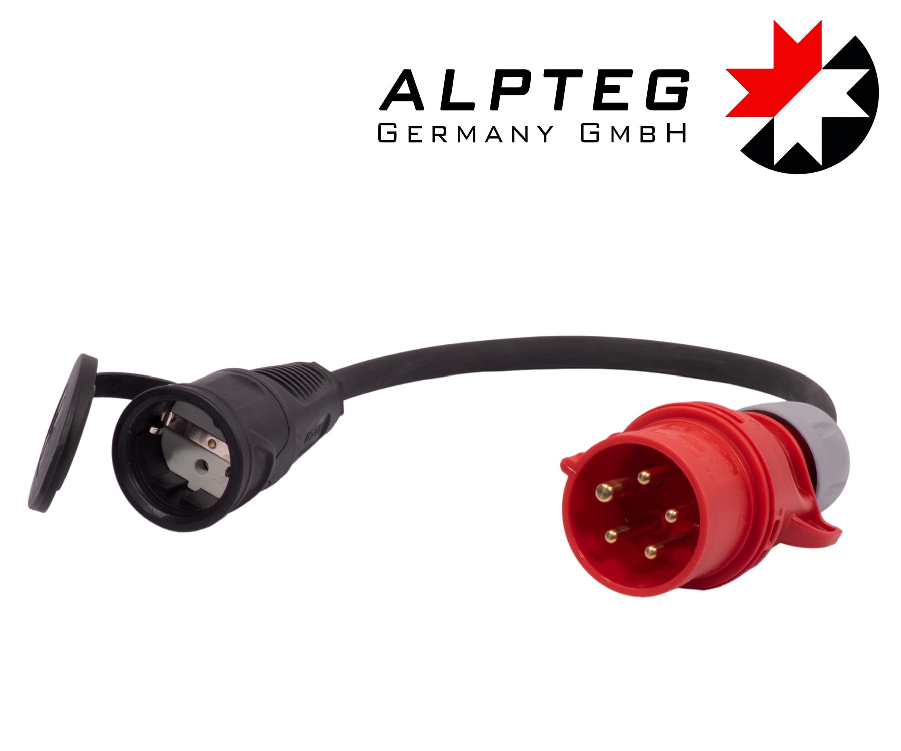 Adapter 5-Pol CEE Stecker 16A auf Schuko Kupplung H07RN-F 3G2,5 | ALPTEG A004 5m