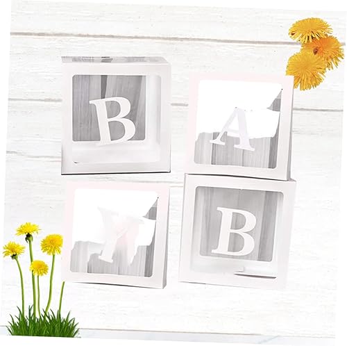 Miniatura 8 de Caja de 4 piezas de decoración de baby shower, bloques transparentes para caja decorativa transparente, cajas de fiesta de bebé, cajas de baby