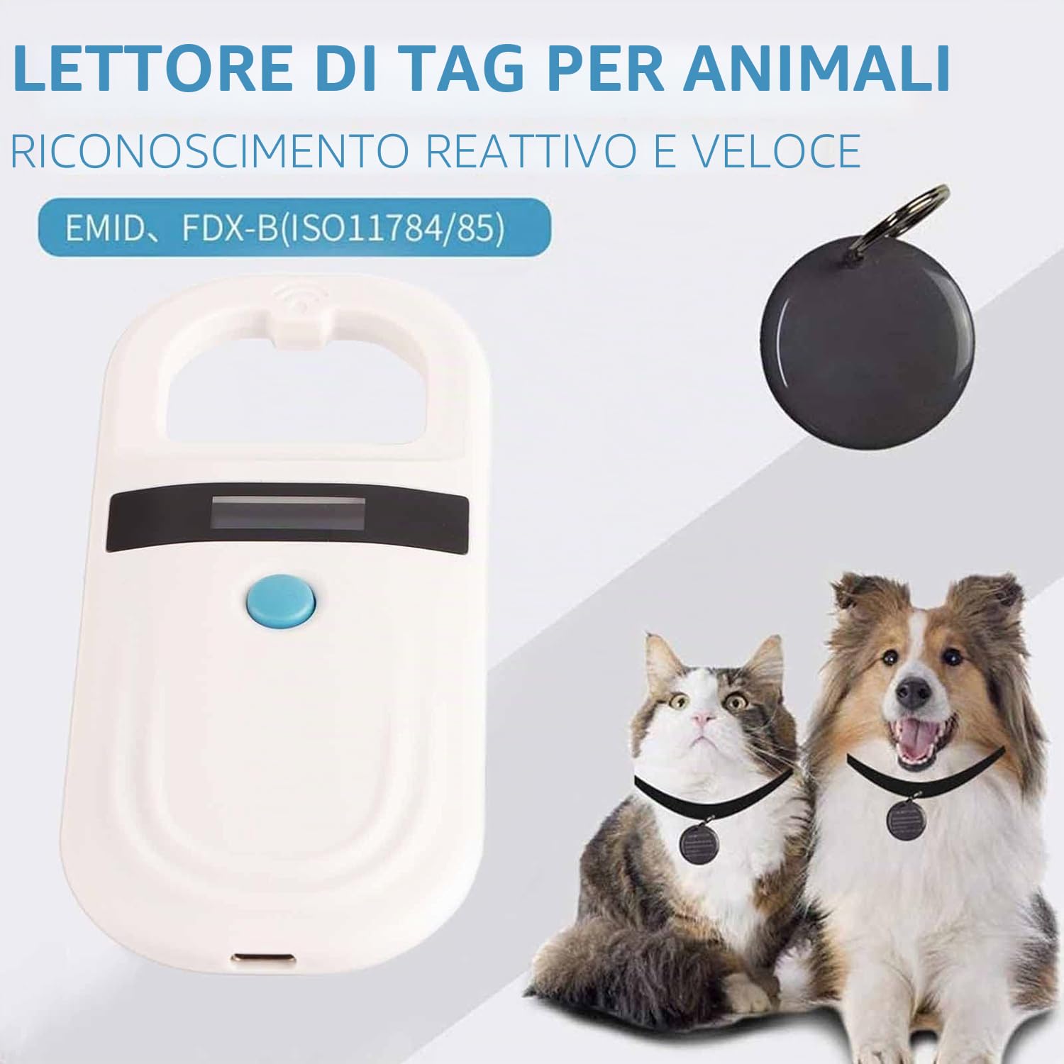 Pet Microchip Scanner, RFID EMID Animal Handheld Reader 134.2kHz Scanner for Microchips for Pets Support FDX-B (ISO11784/11785) EMID USB Rechargeable Chip Reader