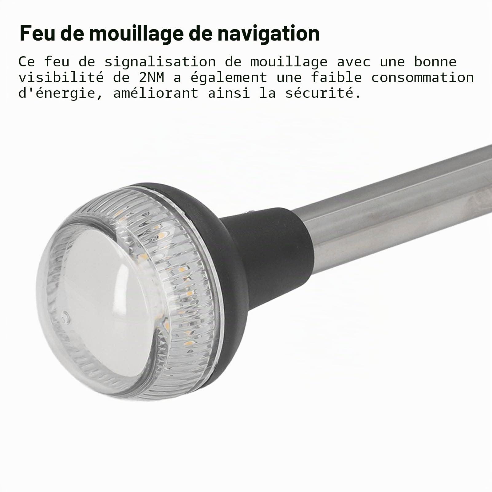 Feu arrière LED pour bateau et lampe de signalisation d'ancre pour navires marins – Appareil de navigation COB à 360 degrés – DC 12 V 1,5 W – Éclairage blanc 4000 à 4500 K avec