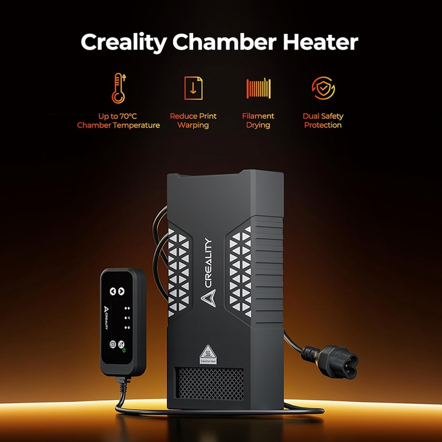 Calentador de cámara oficial de Creality para carcasa de impresora 3D, calentador de aire caliente de hasta 70 ℃, calentador de carcasa PTC con protección contra sobrecalentamiento