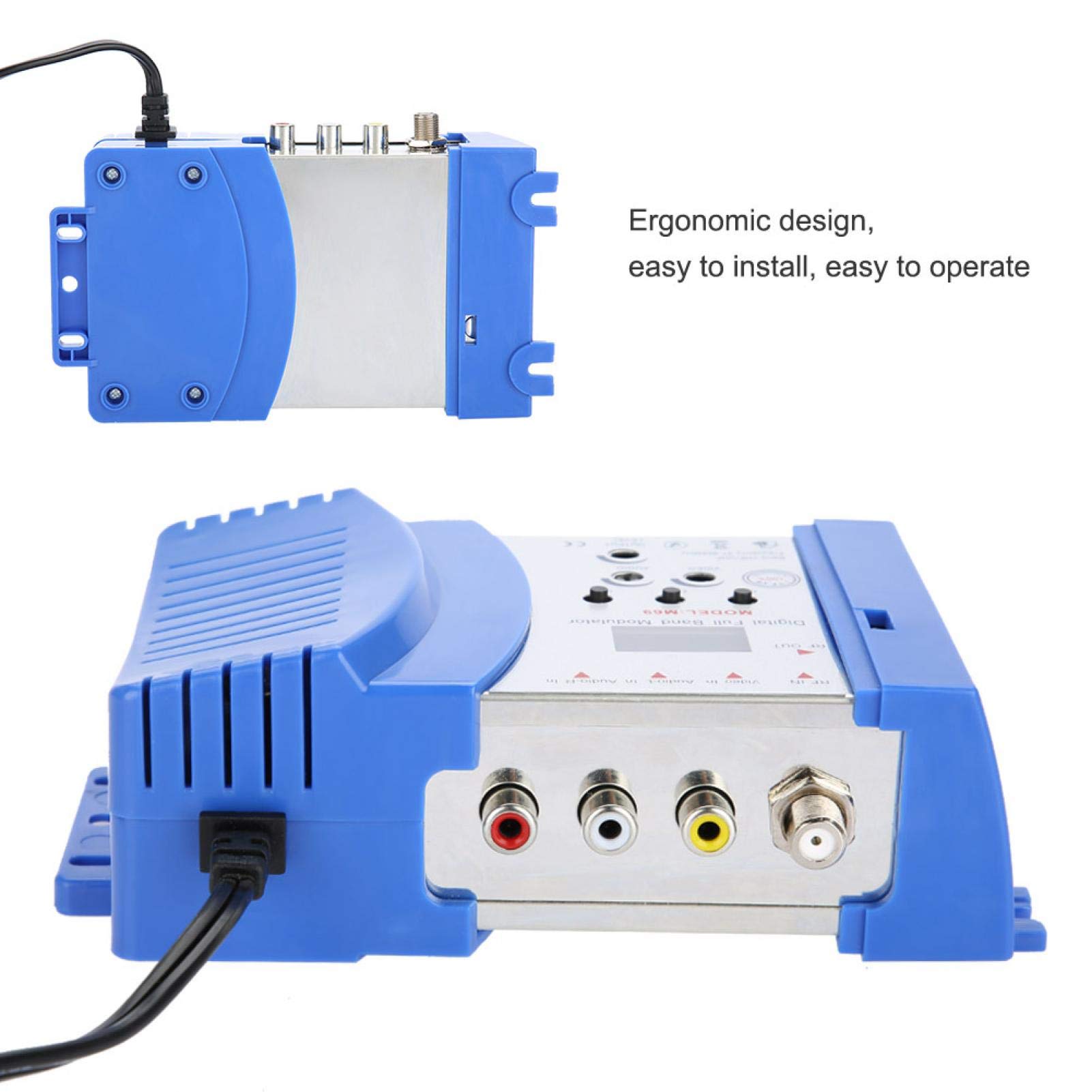 Jectse Modulateur RF Numérique, Amplificateur de Signal VHF UHF, Modulateur RF Numérique Entrées Audio-vidéo AV dans Les Signaux de Sortie RF et TV Convertisseur AV-RF AV-TV pour Caméscopes(EU)