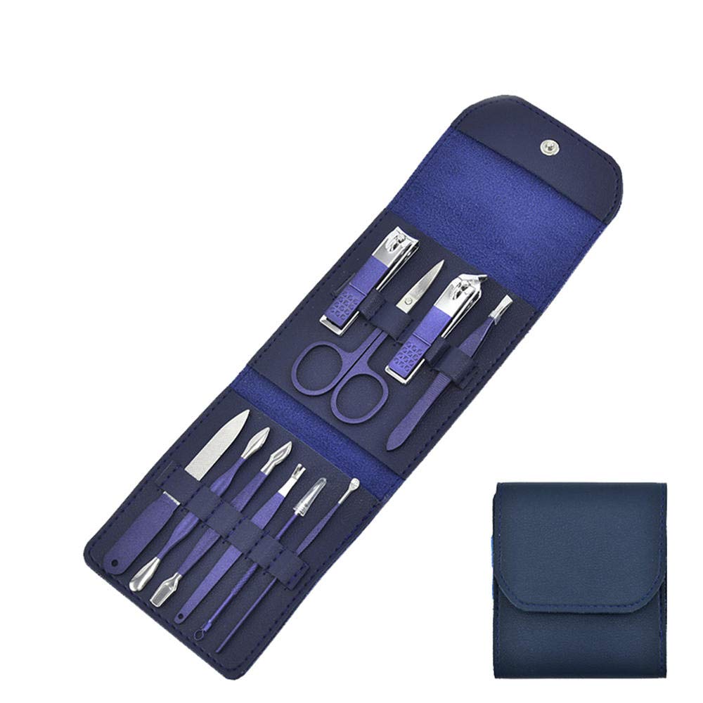 Professionelles Nagelknipser-Set, scharfer Nagelschneider aus Edelstahl, Pediküre- und Maniküre-Set mit Kortex-Metallgehäuse für Unisex-Blau_4-teiliges Set (Blau 10)