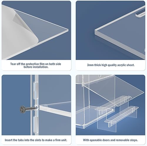 Miniatura 4 de Exhibición de acrílico transparente de 2 capas con puerta, vitrina de encimera para mini figura de acción coleccionable, organizador de