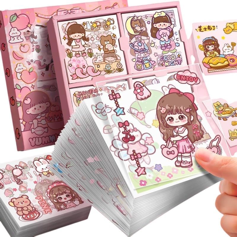 World Theme Kawaii Self Adhesive Floor Stickers -100 Sheets PVC Cute Washi Sticker for Project, Japanese Style Girls Sticker Set, Scrapbooking, DIY Arts Crafts-image-31