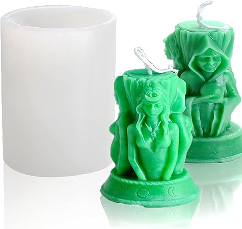 Gasusen Molde de silicona para velas 3D, diosas de 3 lados, para niñas, embarazadas, mujeres, ancianas, forma de silicona, para pilar, aromaterapia,