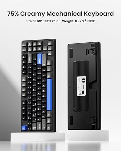 Miniatura 9 de Teclado mecánico inalámbrico, montaje en junta con sonido cremoso, Bluetooth2.4GHzUSB-C, intercambiable en caliente personalizado, retroiluminación