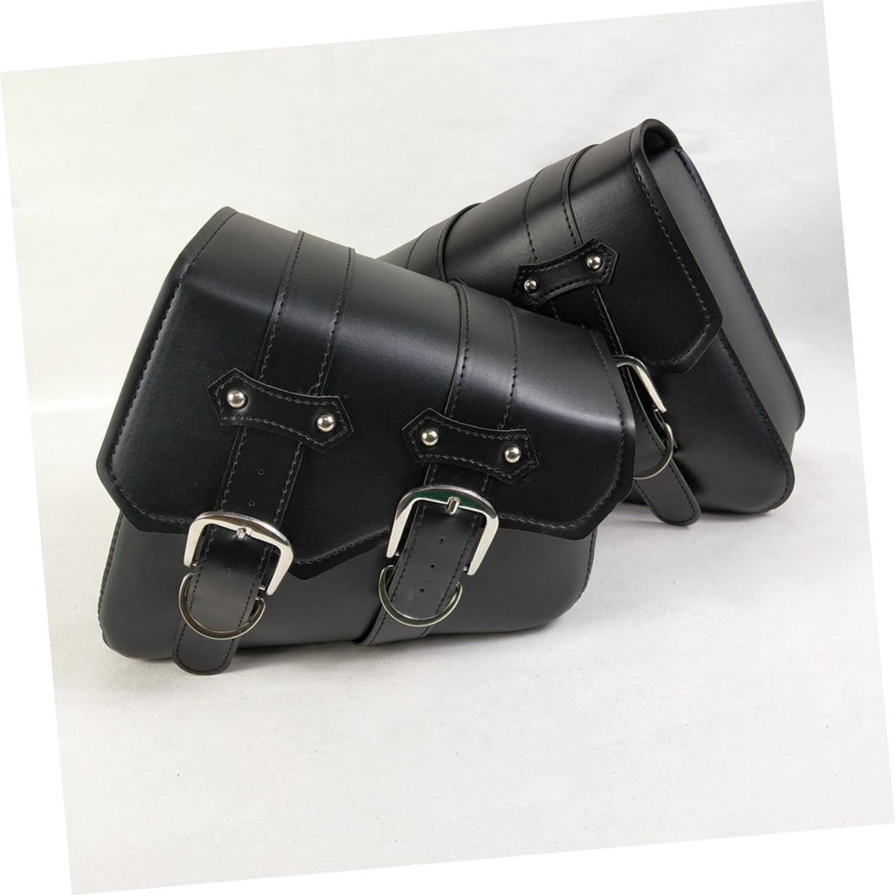 OUNONA 1pair Motorcycle Hanging Bag Pu Leather Triangle Saddlebag for Motorbike Stylish Design Fit Material for Personal Storage Black