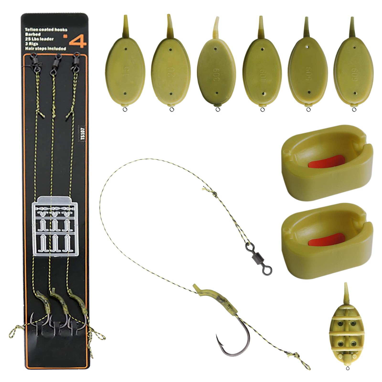 Accessori Pesca Fondo PRO FILSTAR Method Feeder Set 4+1 - Pasturatori Carpa 15/20/25/35g Con Girelle Set Method Feeder Carpa 15g 20g 25g 35g Pellet Boiles