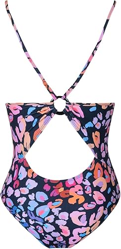 Vista 6 de CUPSHE Trajes de baño de una pieza para mujer, con cuello en V, control de abdomen, tirantes ajustables, anillo en O