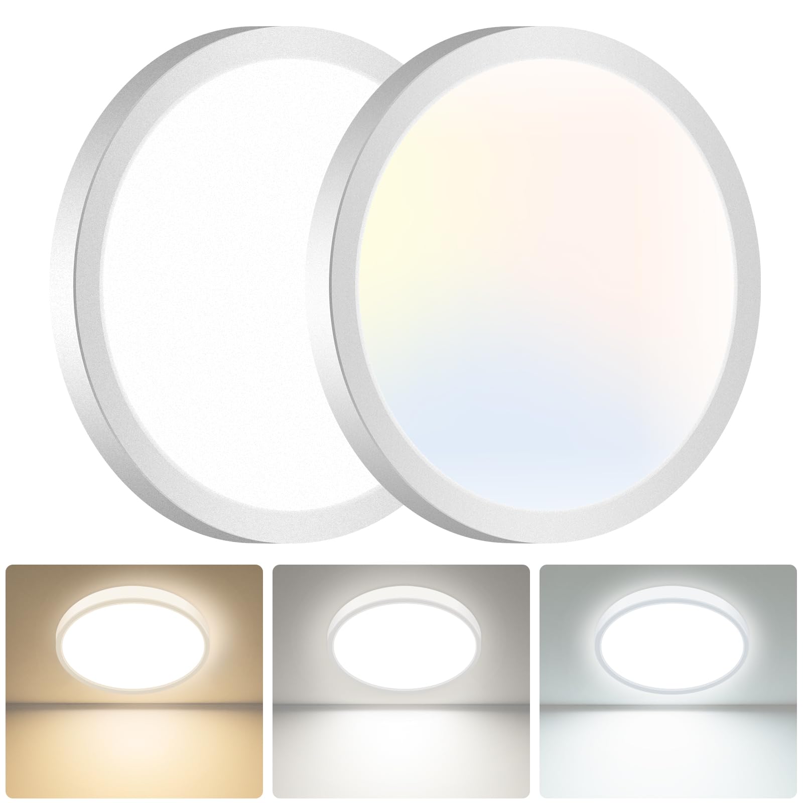 hepside Bathroom Light,3000K/4000K/6500K 3 Color Temperature, Waterproof IP54,Round,Flat,Small,LED Flush Ceiling Light for Bathroom, Kitchen,Bedroom,Hallway,Porch and More — view 32