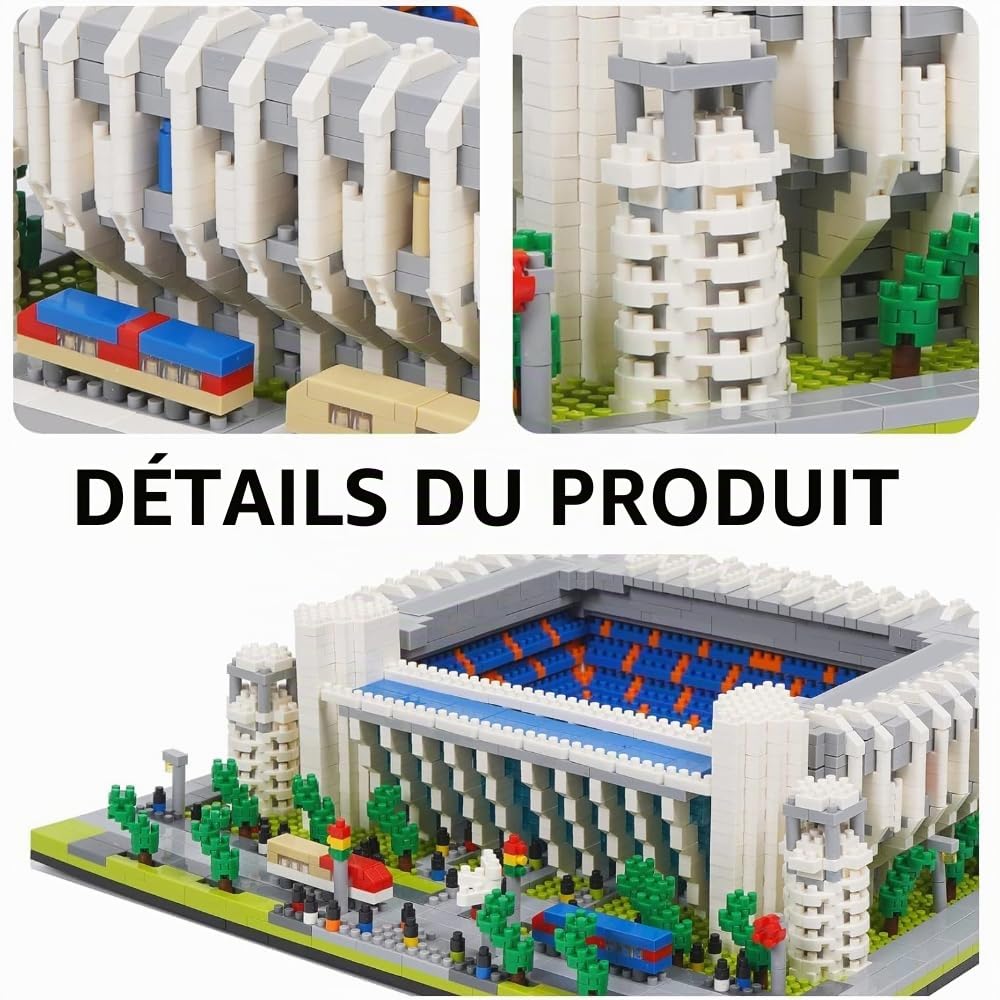 JEMPET Puzzle 3D Construction Stade de Football Modèle à assembler avec Nano Blocs - Plus de 4000 Pièces (Bernabeu)