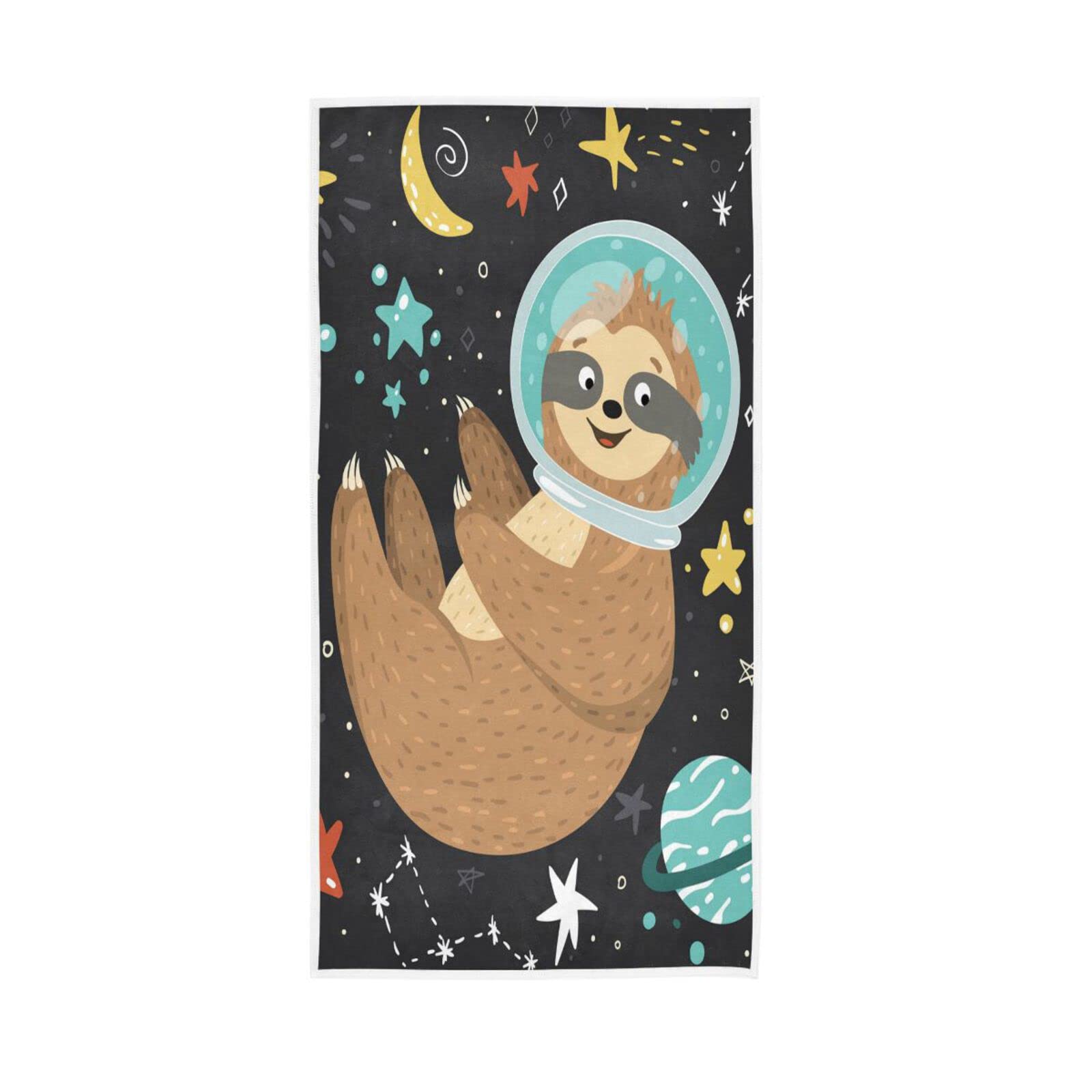 LSRCPD Hand Towels Cute Sloth Astronaut Decor Fingertip Soft Face Towel Absorbent Bathroom Kitchen Towels