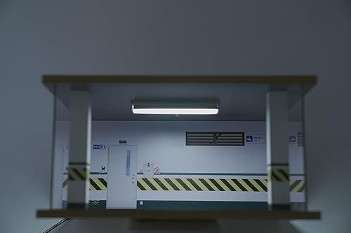 Miniatura 5 de OUKANING Vitrina de garaje para coche a escala 124 con cubierta acrílica transparente e iluminación LED para 2 plazas de estacionamiento, estuche,