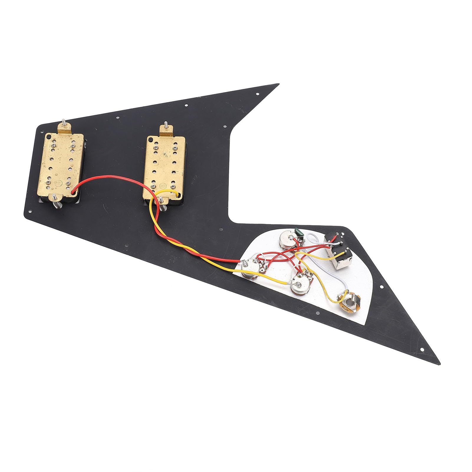 Jeffergarden Zestaw Maskownic ze Stali Nierdzewnej Kill Switch Loaded Pickguard Konfiguracja HH dla Gitar Flying V z dzieloną cewką, Mini Humbuckerem, Magnesami Ceramicznymi, Kostkami do Gitary