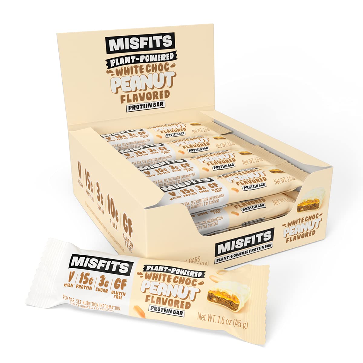 Misfits Vegan Protein Bar, White Chocolate Salted Peanut PlantBased