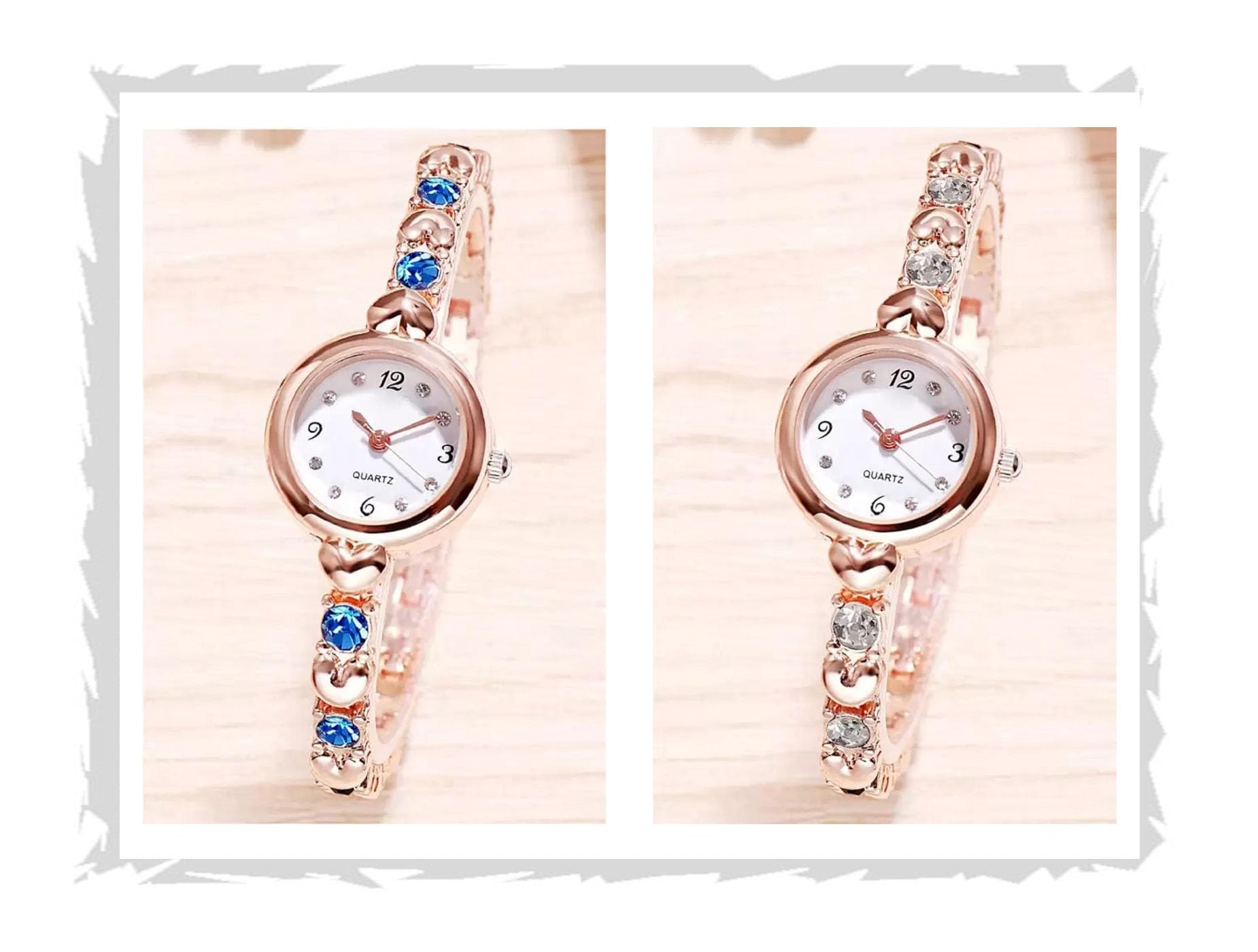 Acnos Stainless Steel Analogue White Dial Rosegold Bengle Blue White Diamond Watch Gift For Girls Women Watch For Girl Women Combo Of 2, Band Color-Assorted (B0D2Y2KGX5) Amazon Price History, Amazon Price Tracker