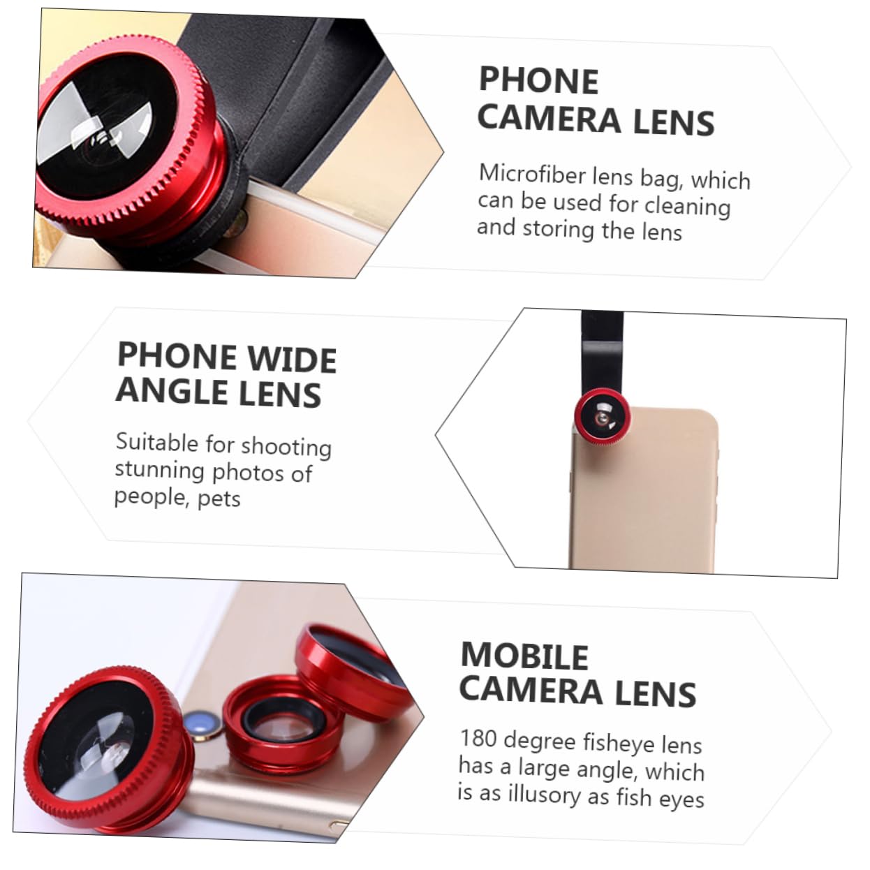 UTHCLO 2Sets Clip Phone Camera Lens Kit Macro and Wide Angle for Stunning Photos of Scenery More Easy to Use with Bag Included