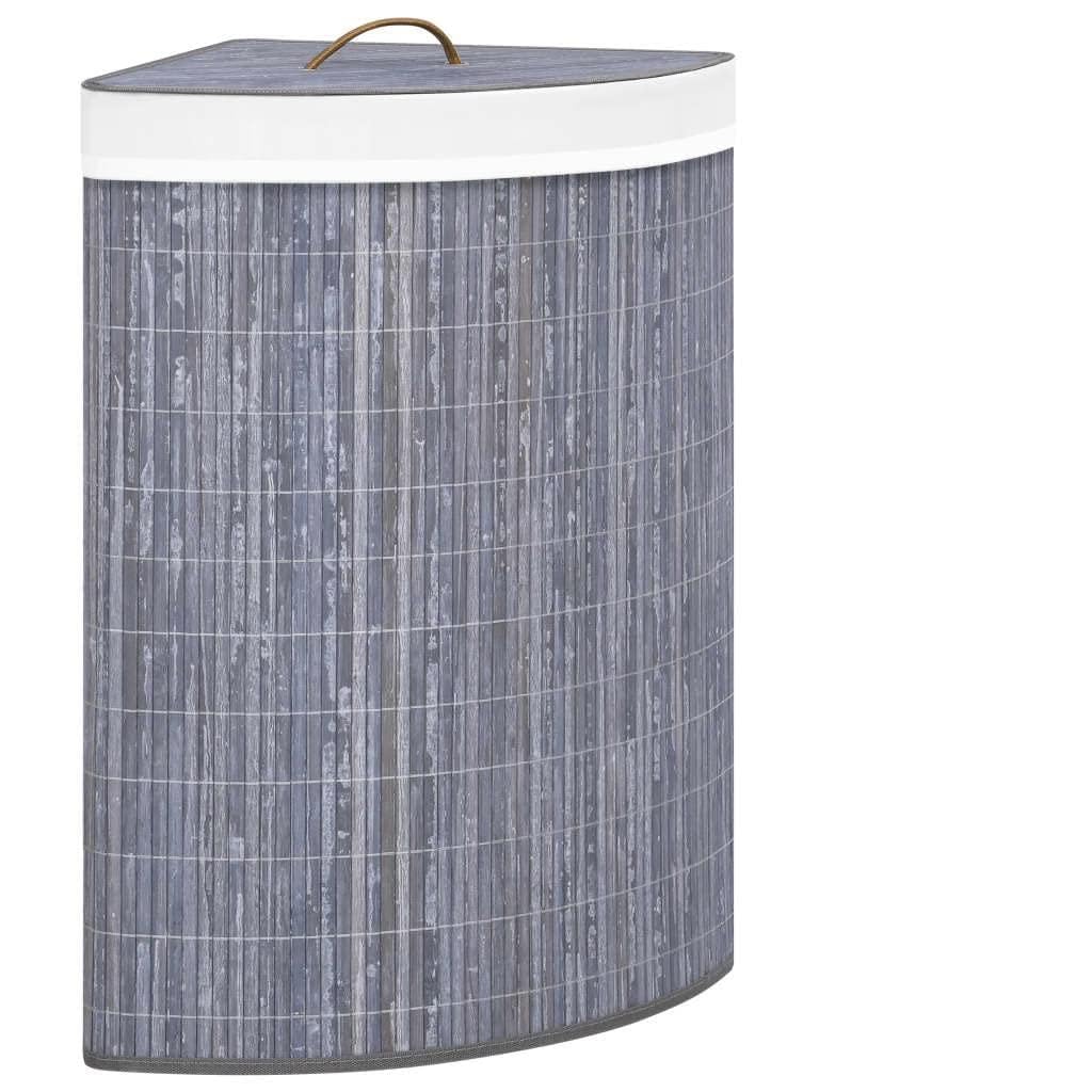 Cesto angolare in bambù grigio, 60 l, per biancheria