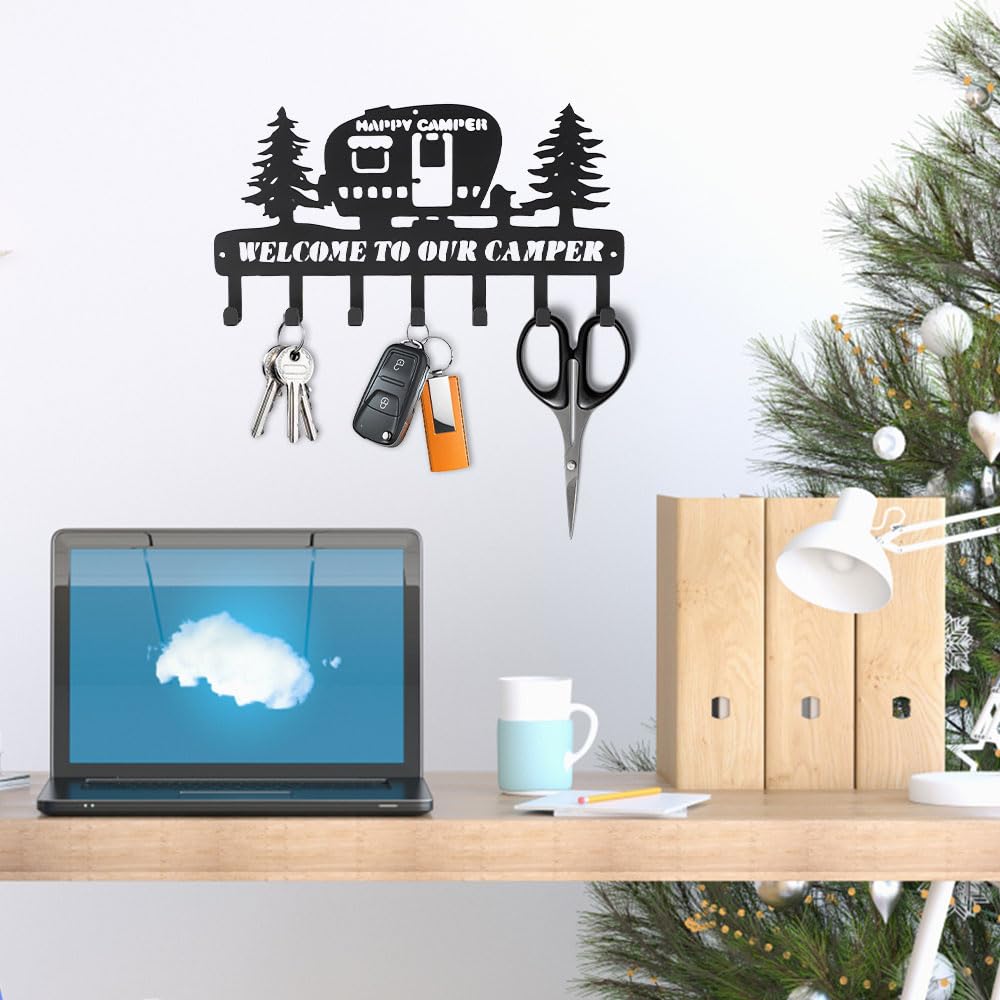 MAYJOYDIY Schlüsselhalter Aus Holz – Wohnmobil-Design, 30×20 Cm, Mit 5 Haken, Für Wandmontage
