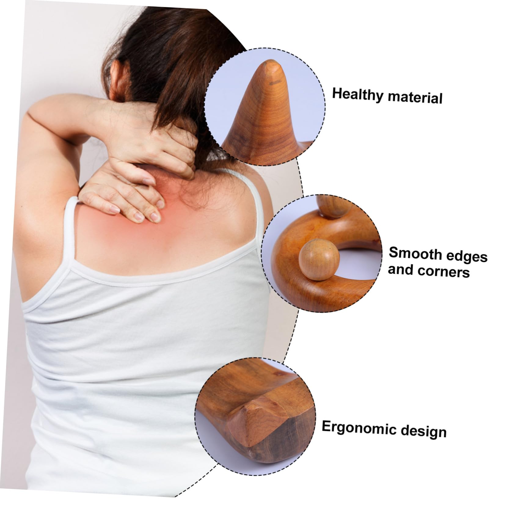 Didiseaon 5 piezas Masajeador Madera Guasha Tablero Raspado Salud Facial Cuello Corporal Promueve Circulación Fatiga Uso Spa Hogar Viaje