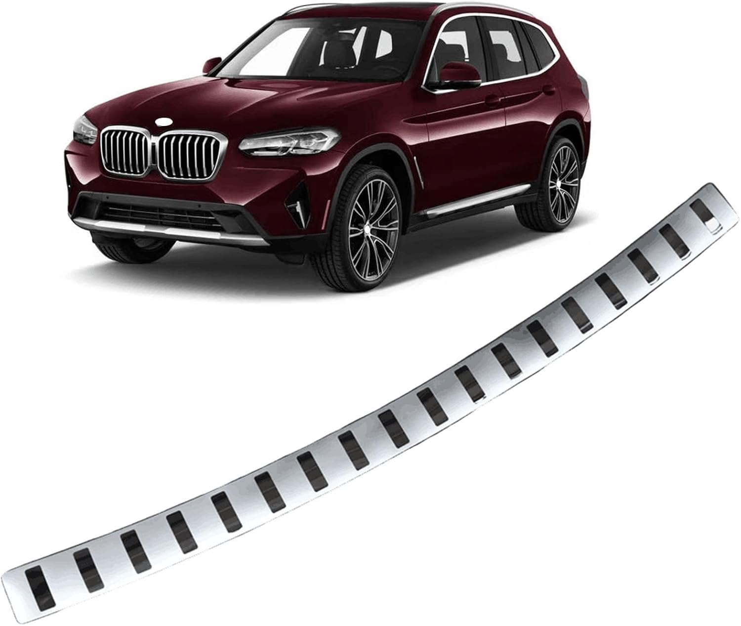 Car Stainless Steel Rear Bumper Protector, for BMW X3 2018-2022 2023 2024 Accessories, Auto Parts Tailgate Back Trunk Door Sill Cover Scuff Plate Strip Guard Protection