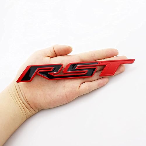 Vista 2 de 1 emblema RST de la generación 2019-2021 OEM RST 3D de repuesto para Silverado Tahoe Yukon RST 9.4 pulgadas de largo 84319995 (rojo cromado)