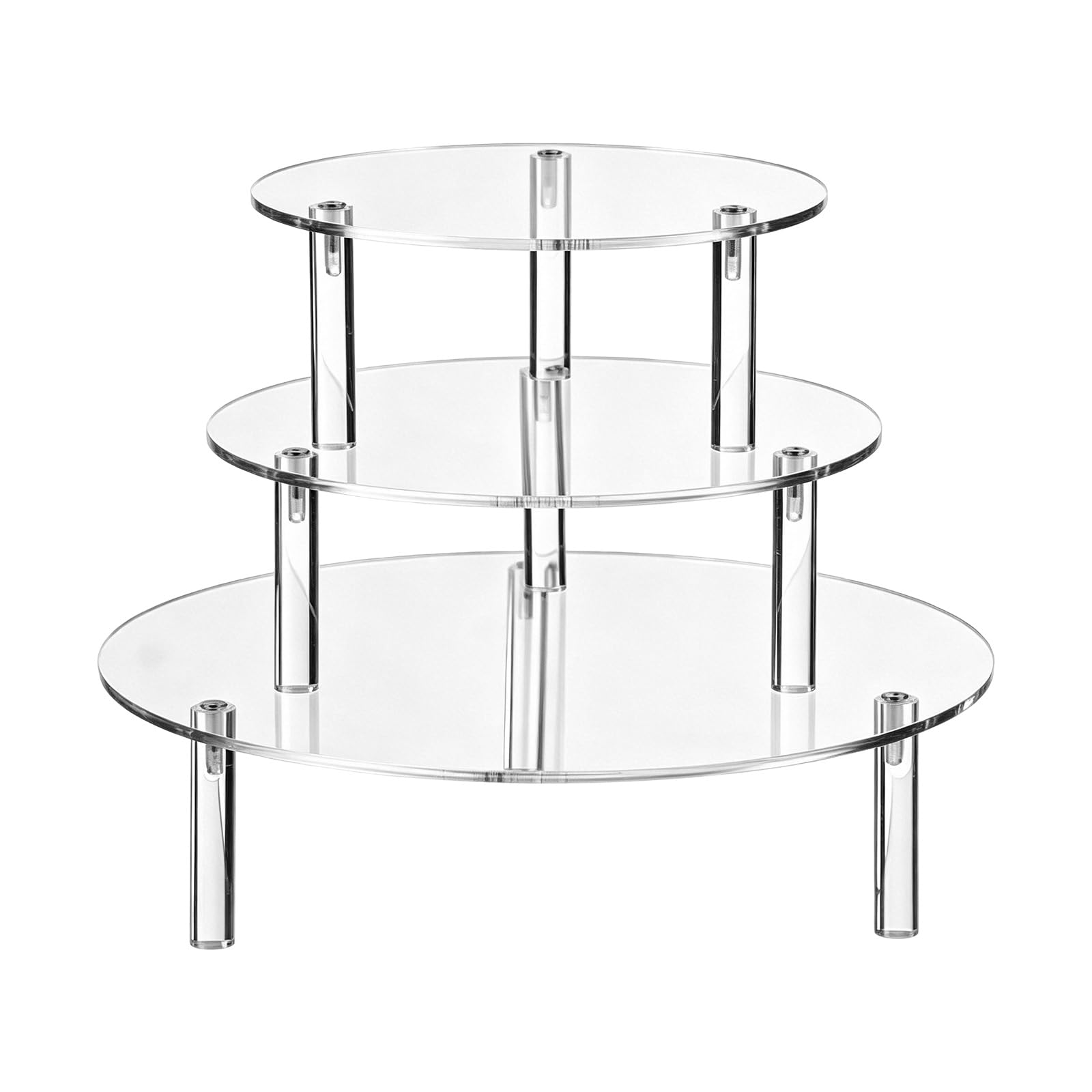 Qusinfc Modern Round 3 Tiers Acrylic Cake Stand Clear Cupcake Display Dessert Tower Holder Ideal for Home Bakeries and Cafes Birthday Dessert Stand