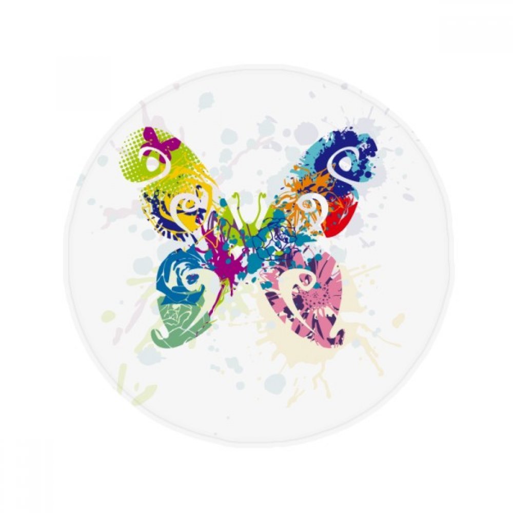 Tapis rond 80cm papillon avec motifs floraux anti-dérapant pour salon et cuisine