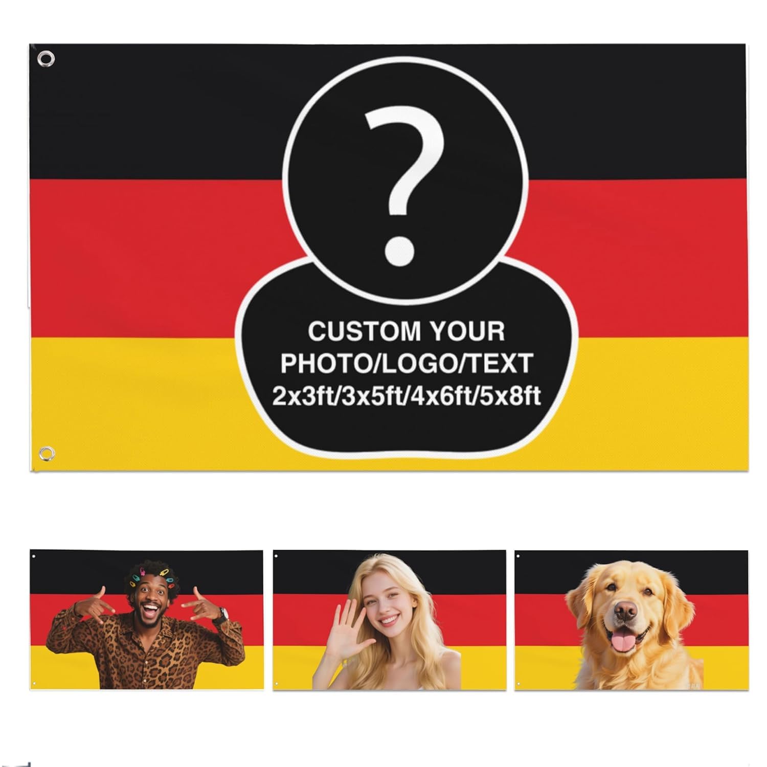 Personalised Flag, Custom Flag, Various Sizes, Personalised Flags Banners, Single-sided or Double-Sided Add Photos and Text for Indoor and Outdoor Decoration (Germany Flag)