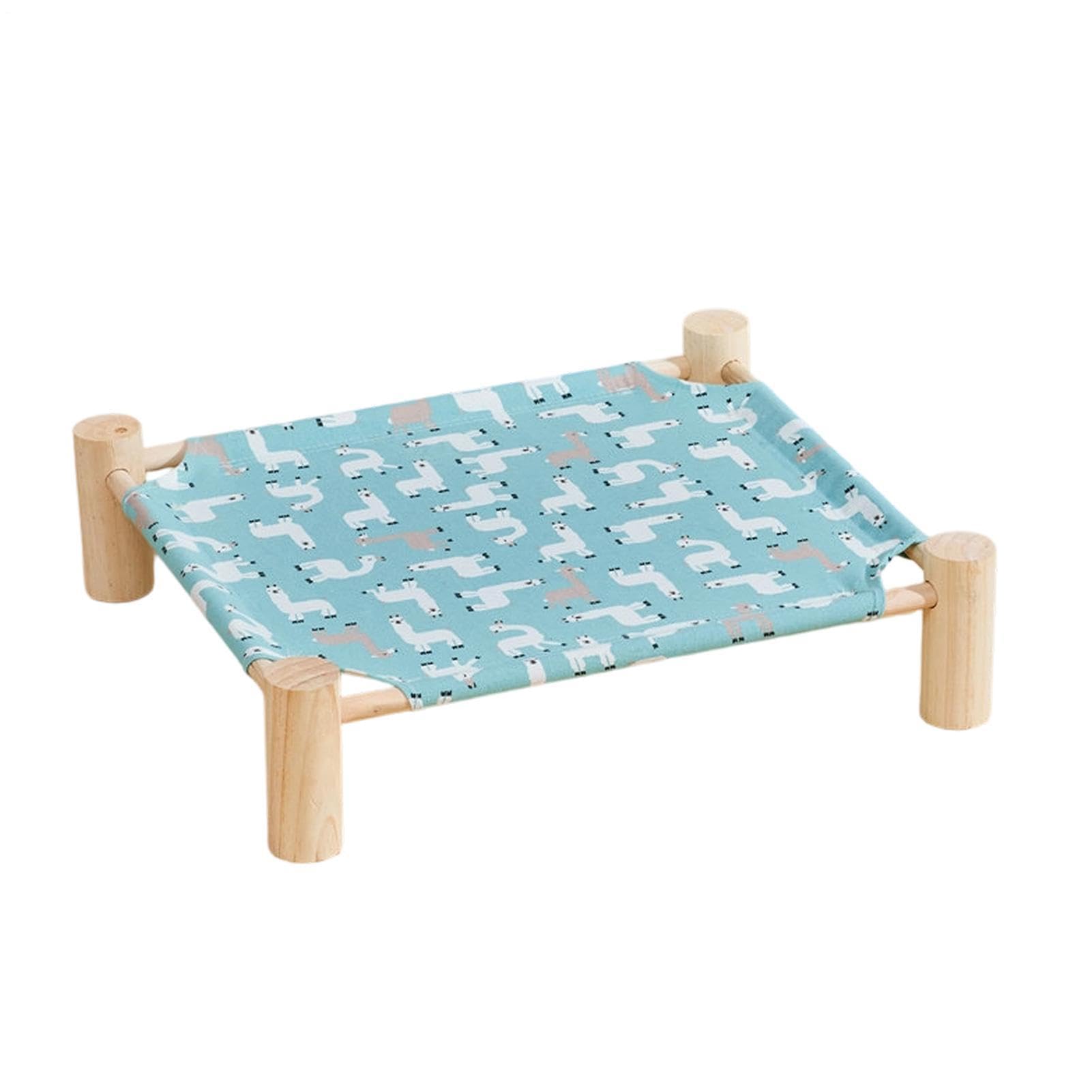 Cama de camping elevada para mascotas - Marco de madera de 53 cm, tejido hamaca extraíble y lavable, cama de dormir refrescante y transpirable, estación de descanso interior y exterior para