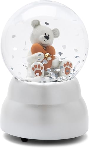 DEMDACO Oso de piedra natal de noviembre de 3.25 pulgadas, globo de agua con purpurina de color blanco y topacio