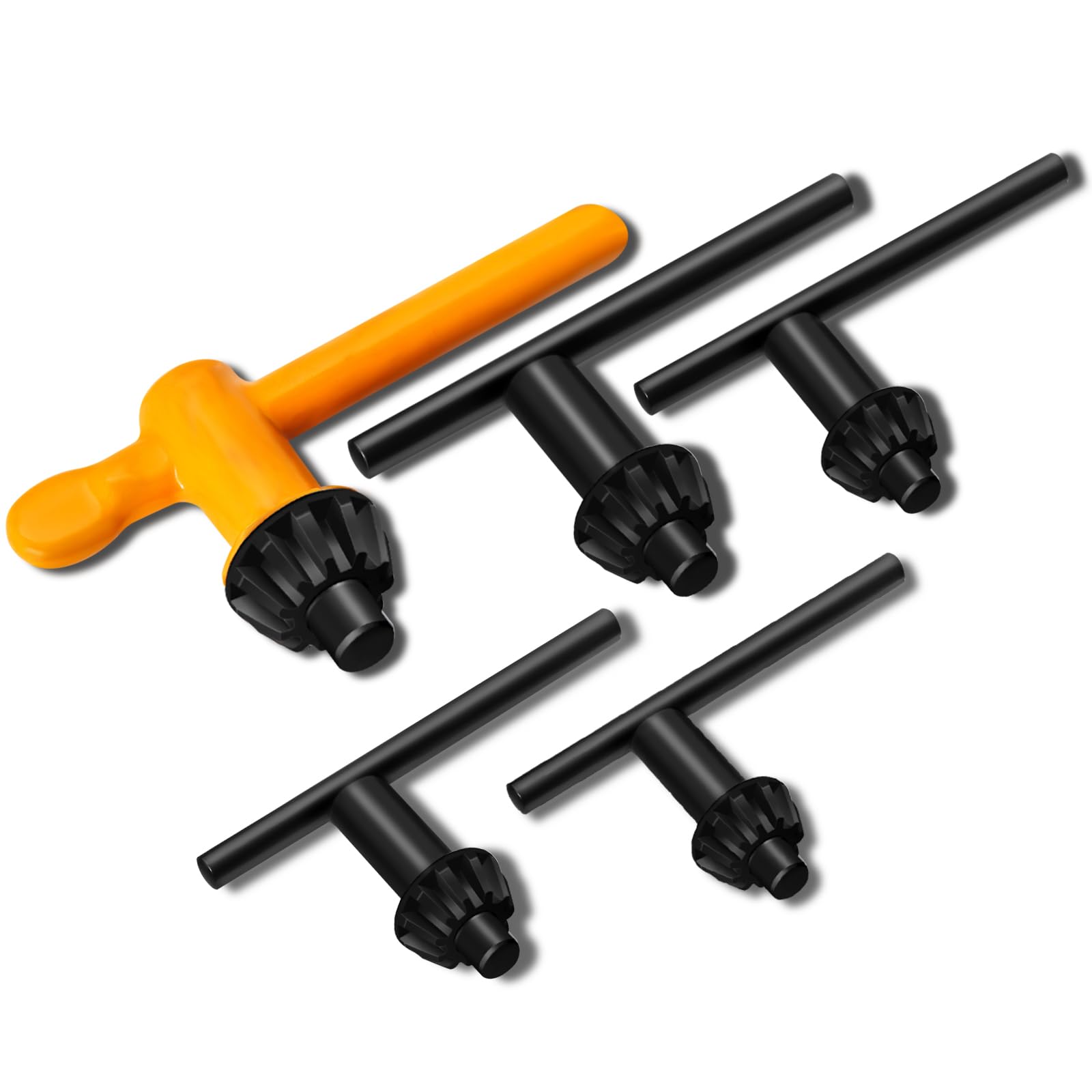 Hakkin5 Sizes Replacement Drill Chuck Wrench Kit, 6mm, 10mm, 13mm, 16mm, 20mm Chuck Press Key Heavy Duty Carbon Steel Key Universal T Shaped Wrench