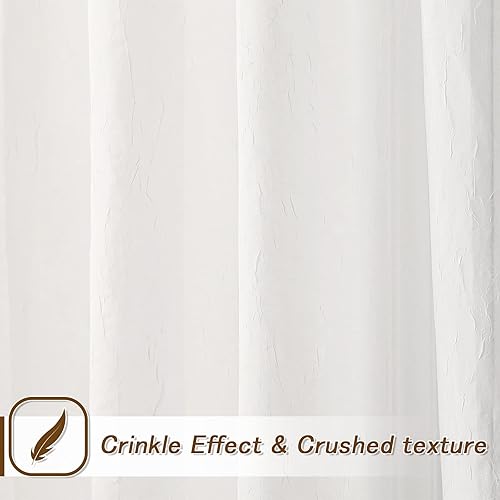Miniatura 4 de MYSKY HOME - Cortinas transparentes de gasa para ventana y barra de cortina, juego de 2 paneles de cortina transparentes arrugados, Poliéster &