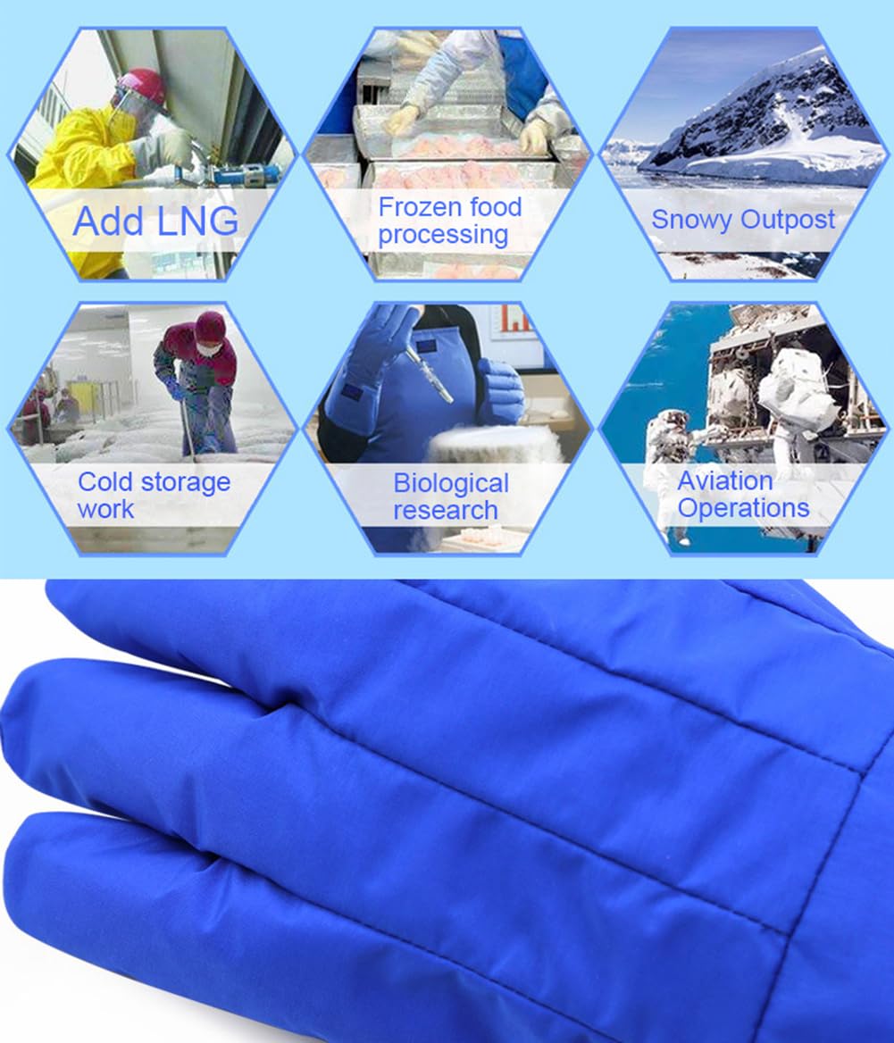 ThreeH -260 ℃ Gants à basse température Résistant à l'azote liquide Résistant au gel Basse température Congélation Sécurité industrielle Gants congelés L, 68 cm