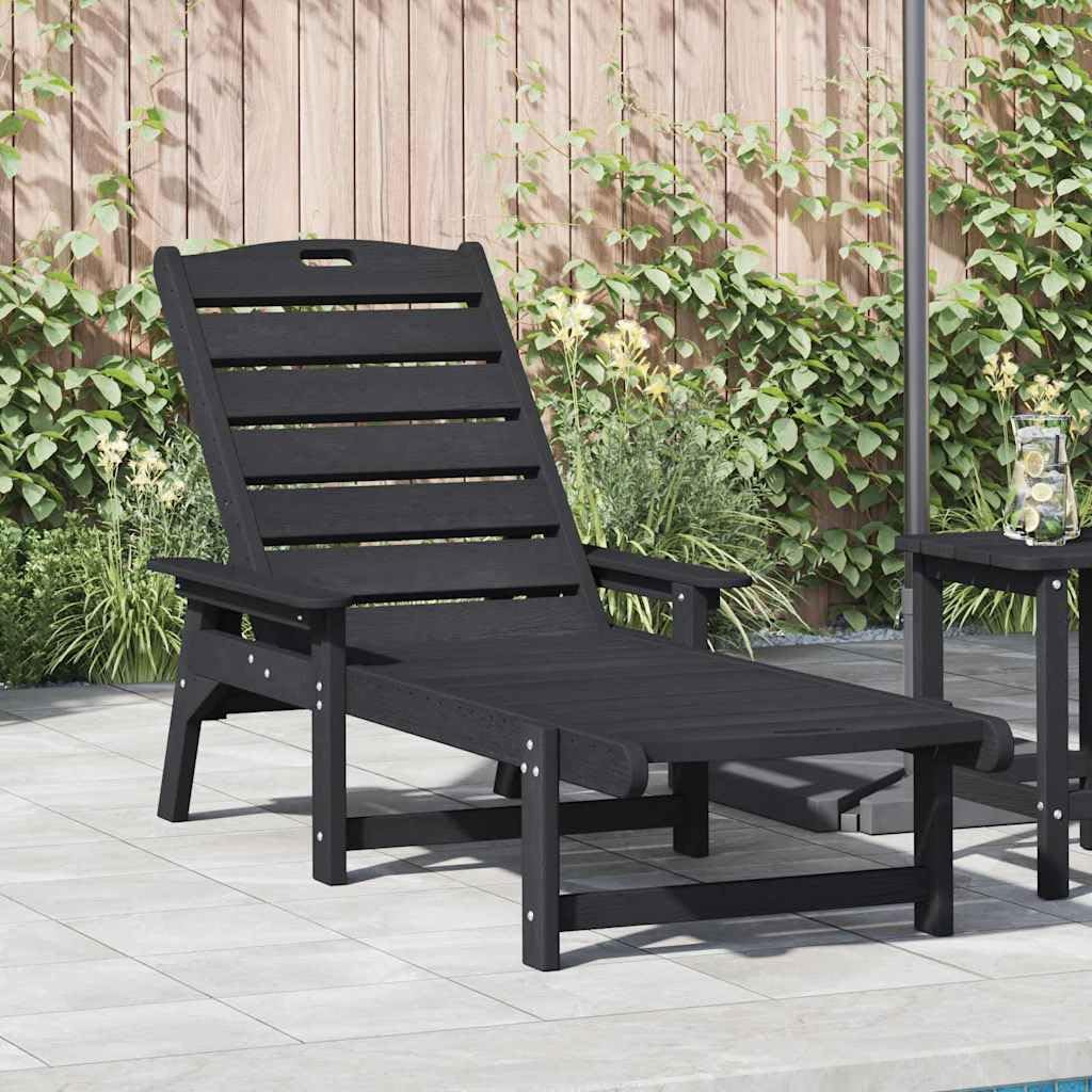 Sonnenliege Schwarz 195,5 x 53 x 98,5 cm HDPE Gartenliege