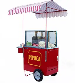 Generic Carrinho de Pipoca com 3 Divisórias para Pipocas Doce e Salgadas com 2 Panelas Mod 4223 Vermelho e Prata (Galvanized Steel with Red and Silver)