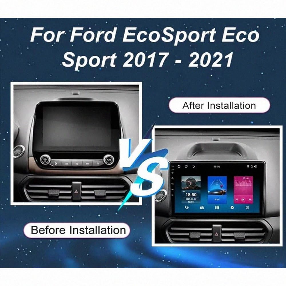 Autoradio Gps Navigation 2 Din per Ford EcoSport Eco Sport 2017-2021 Wireless Carplay Android Auto Stereo Auto Bluetooth Ips con Pantalla Táctil con Gps, 4 Nucleo 4G+64G